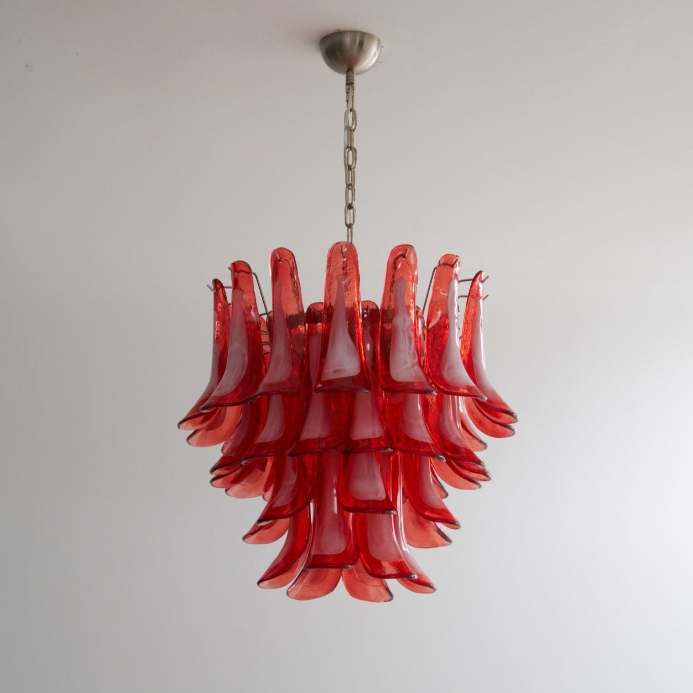 Aurora Chandelier Crimson Murano Glass Petals Layered Vintage