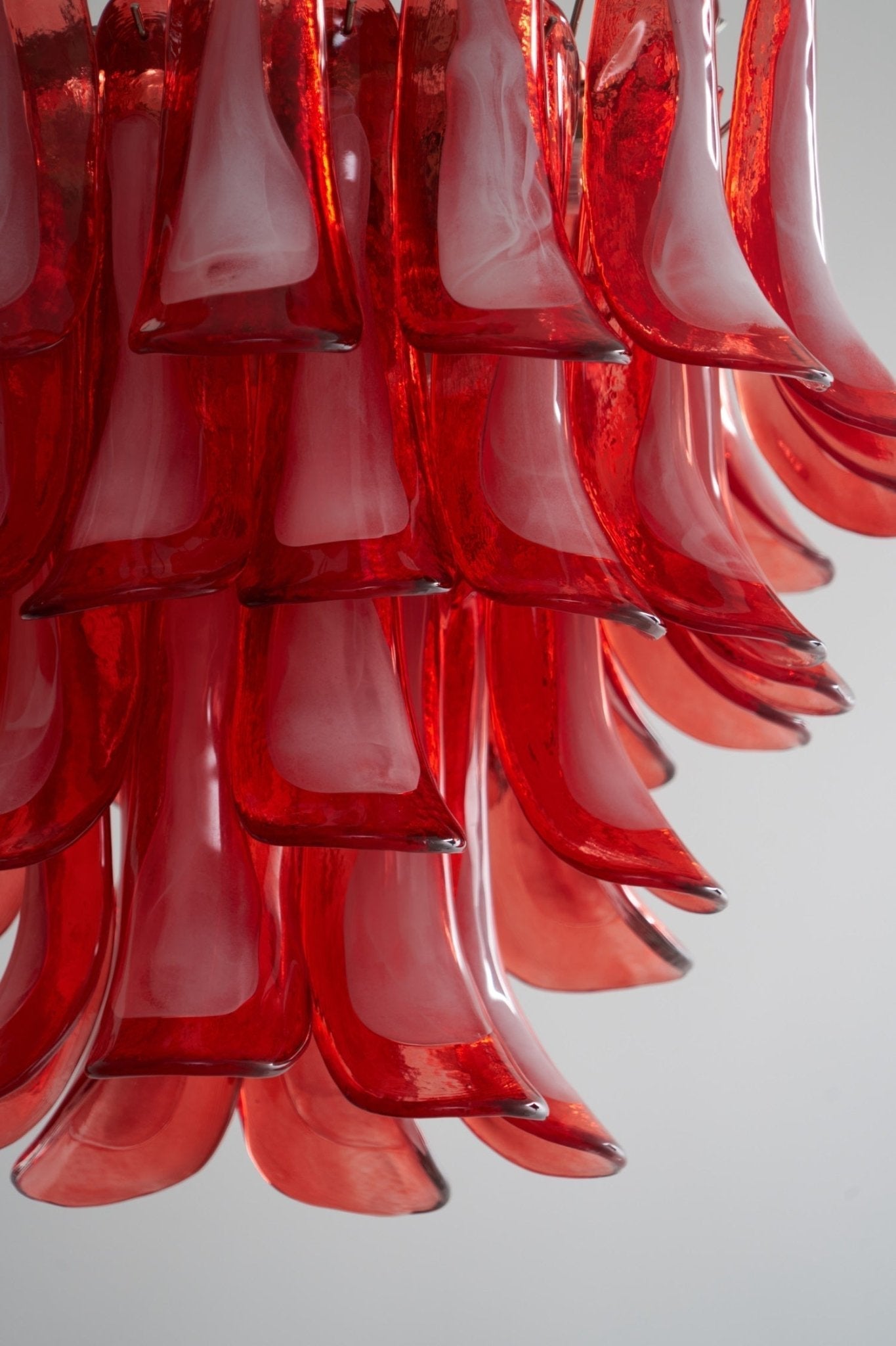 Aurora Chandelier Crimson Murano Glass Petals Layered Vintage