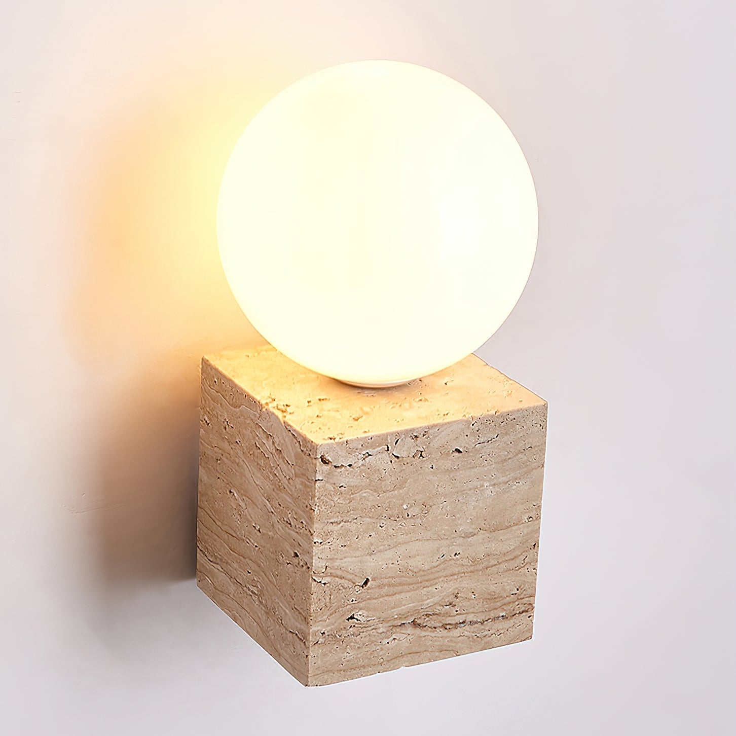 Eurlaean Cube-Base Travertine Wall Light - Neutralighting