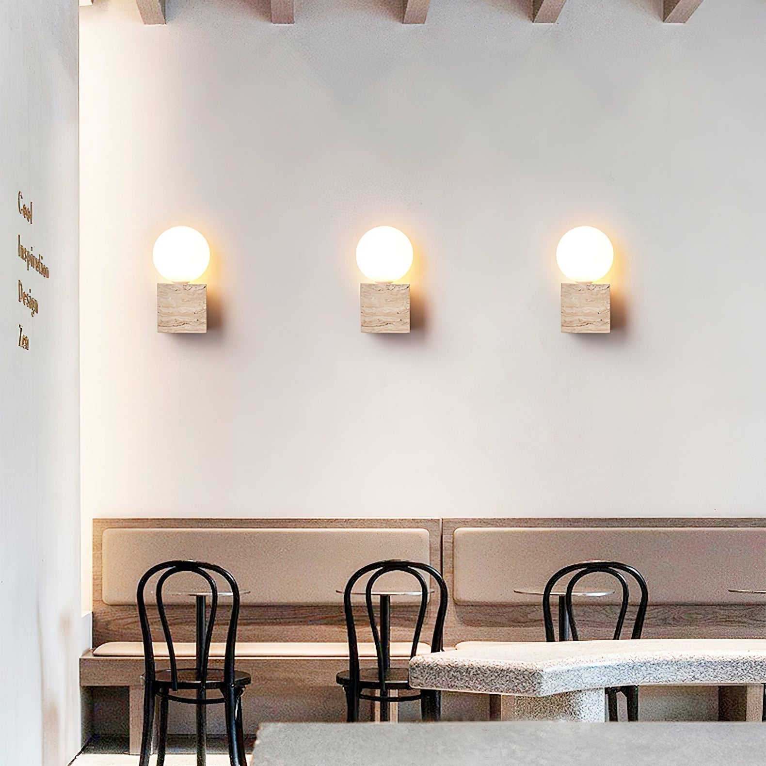 Eurlaean Cube-Base Travertine Wall Light - Neutralighting