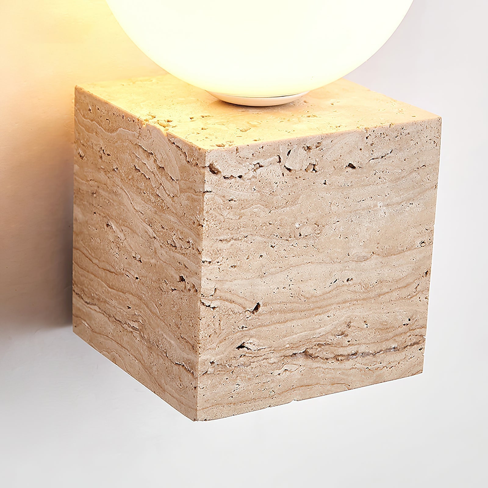 Eurlaean Cube-Base Travertine Wall Light - Neutralighting