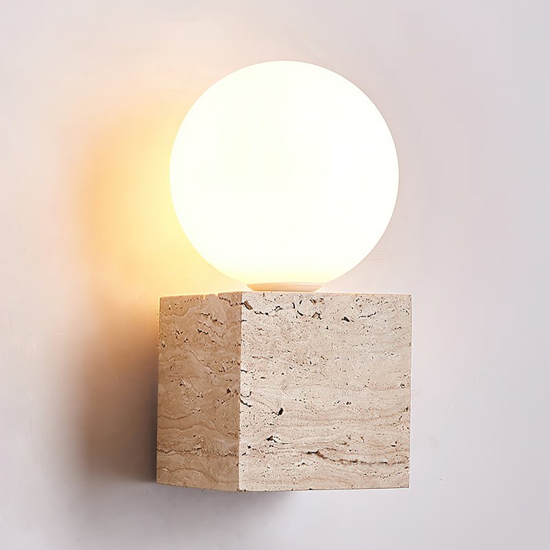 Eurlaean Cube-Base Travertine Wall Light - Neutralighting