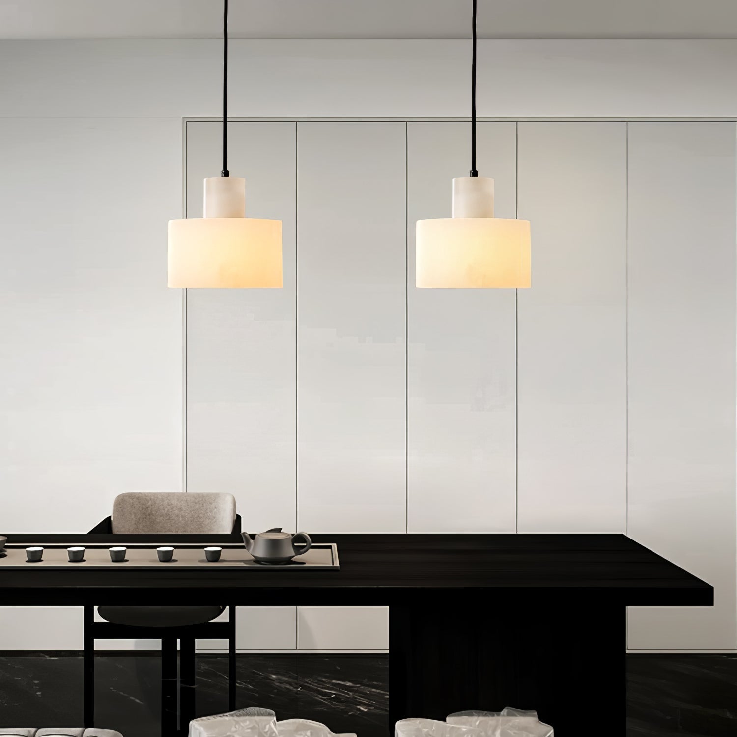 Alabaster Pendant Lgiht Dual Cylindrical - Neutralighting