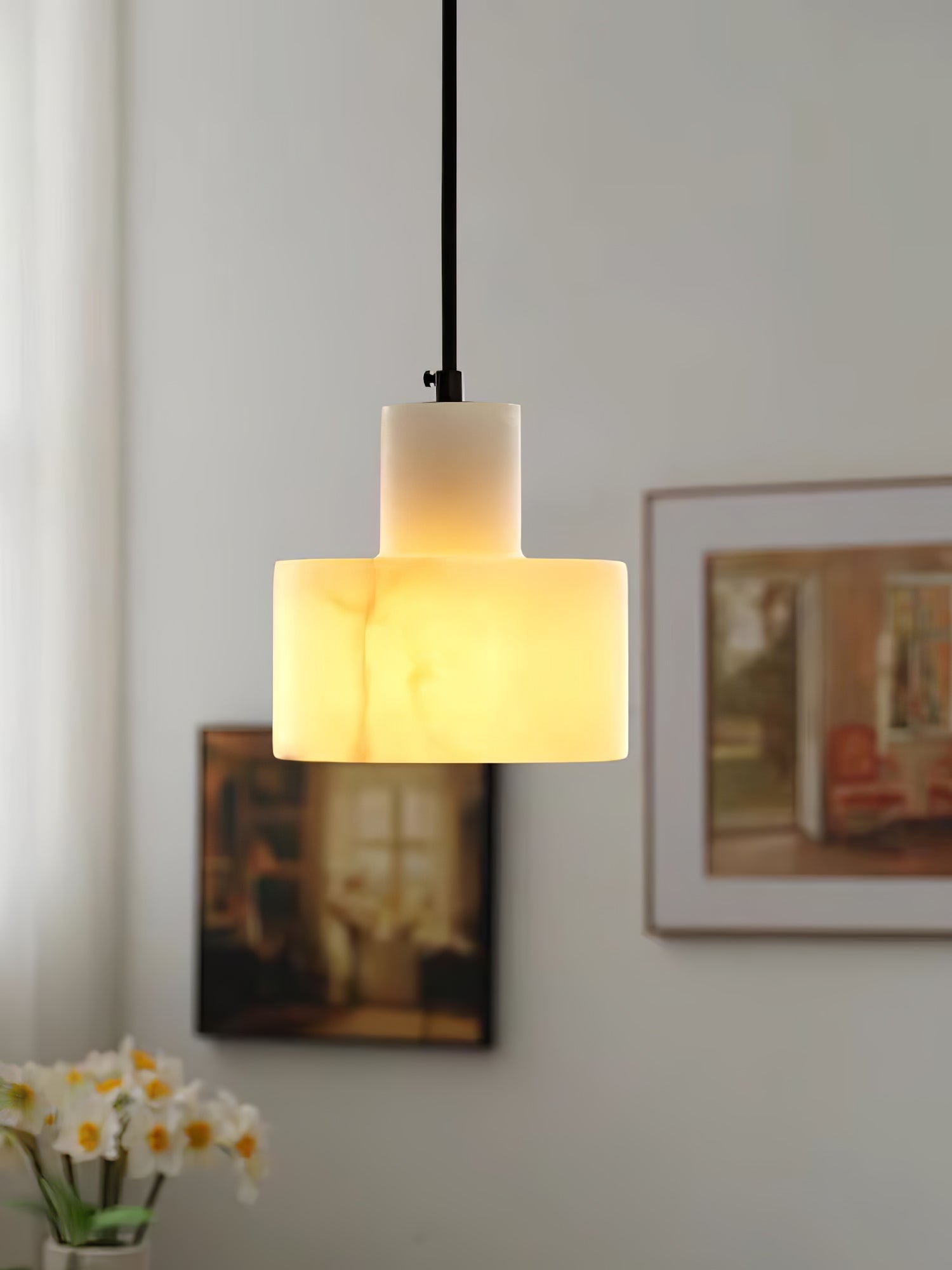 Alabaster Pendant Lgiht Dual Cylindrical - Neutralighting