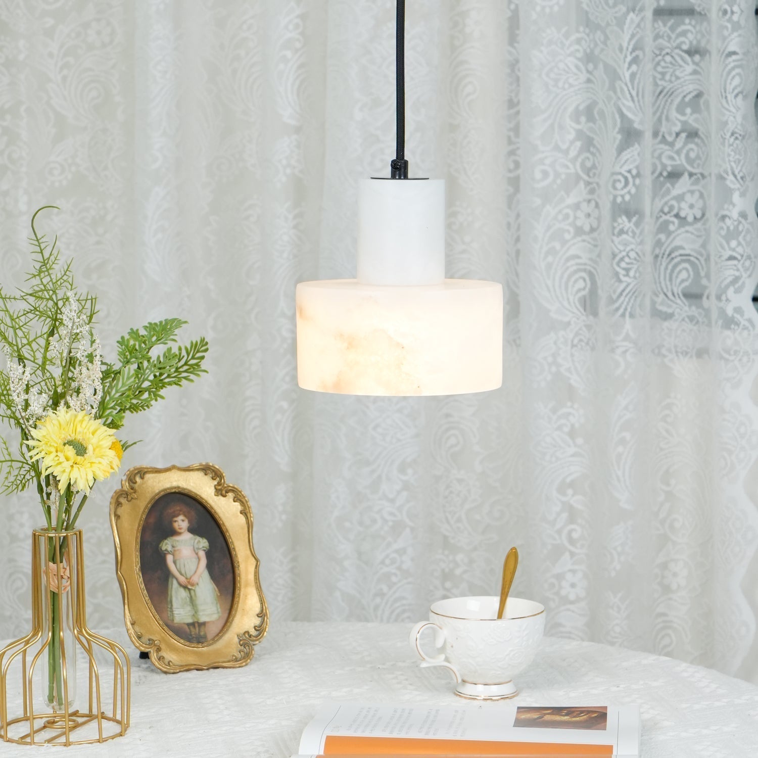 Alabaster Pendant Lgiht Dual Cylindrical - Neutralighting