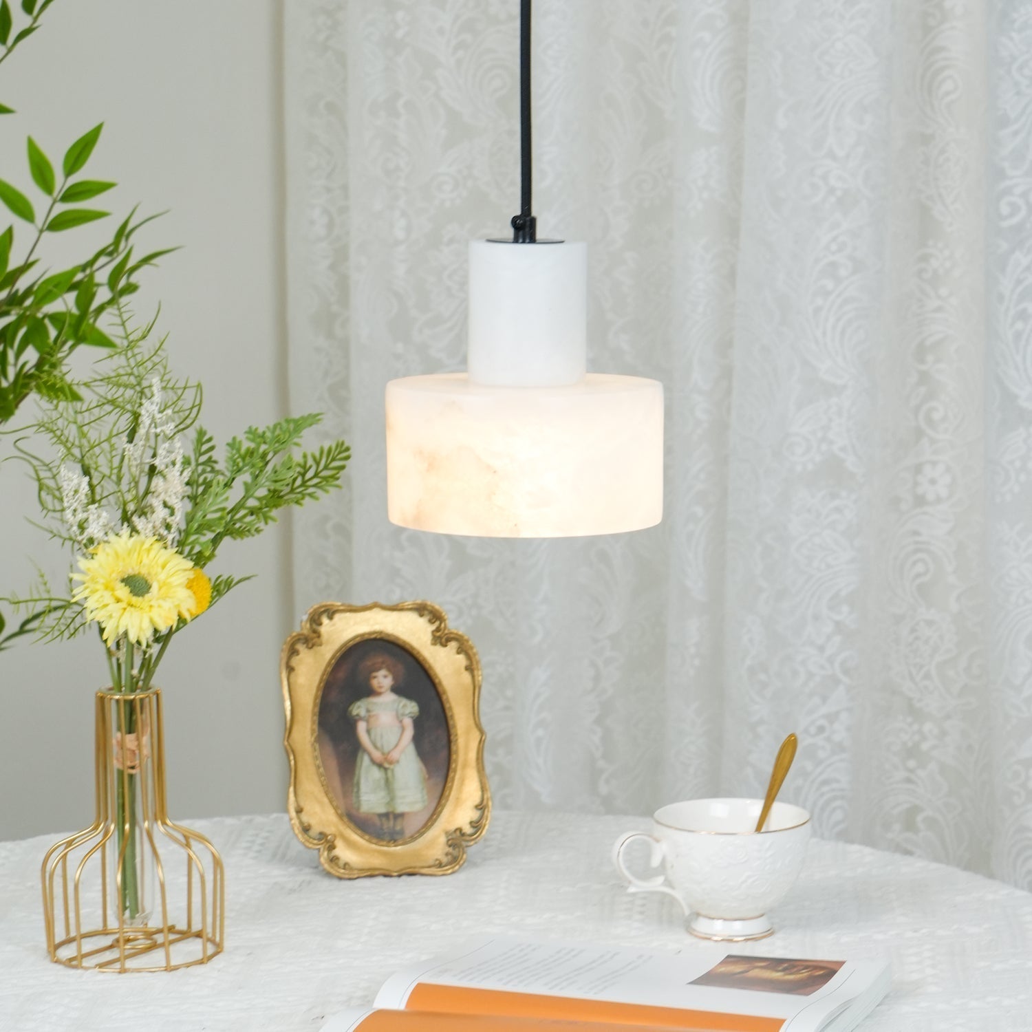 Alabaster Pendant Lgiht Dual Cylindrical - Neutralighting