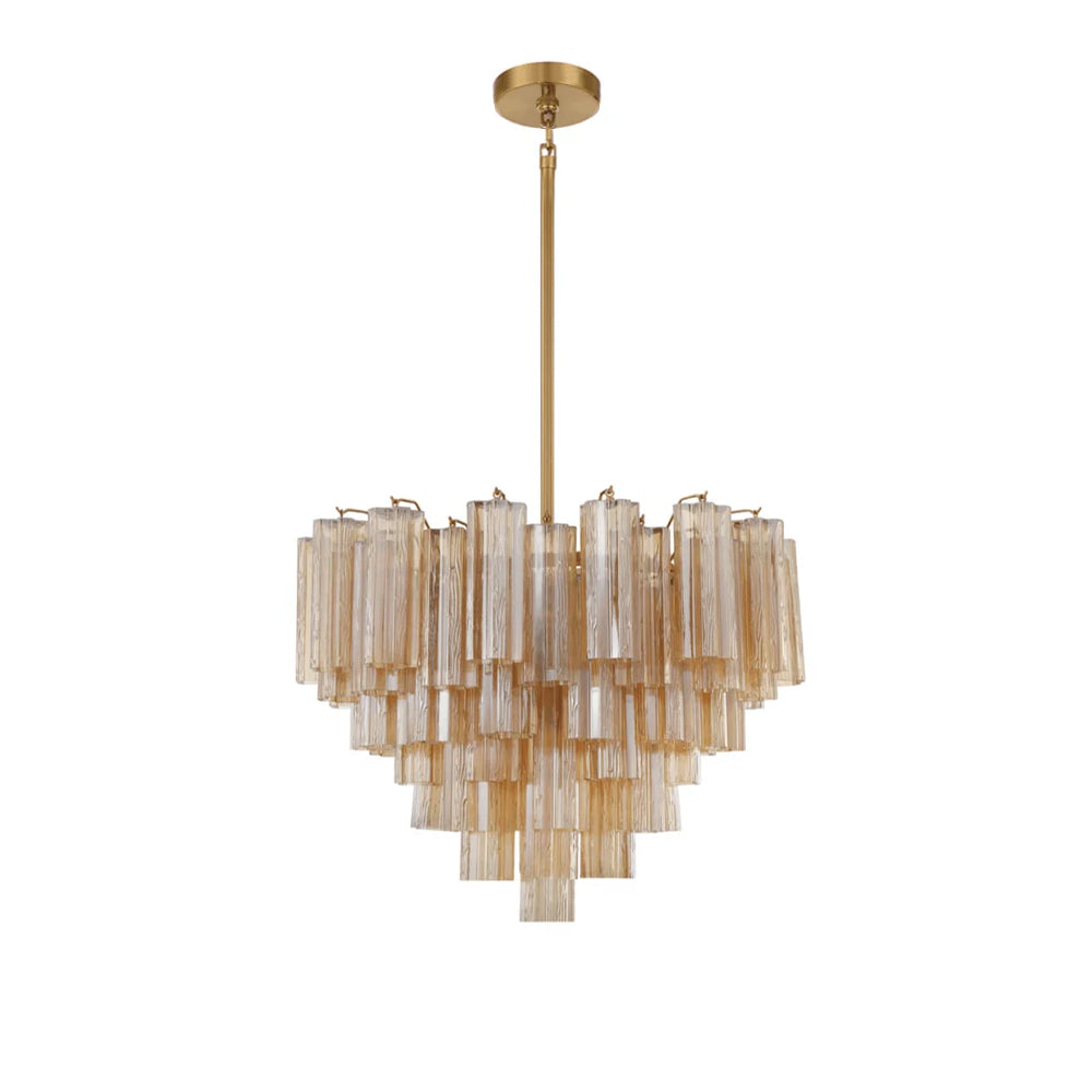 Lustra Murano Chandelier Glass Tube Layered Amber