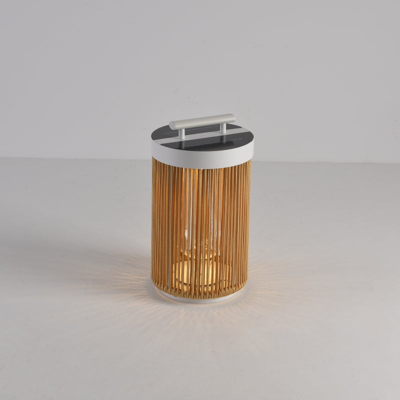 Ray Retro Metal/Rattan Floor Lamp, Hardwired/Solar/LED, Outdoor - Neutralighting