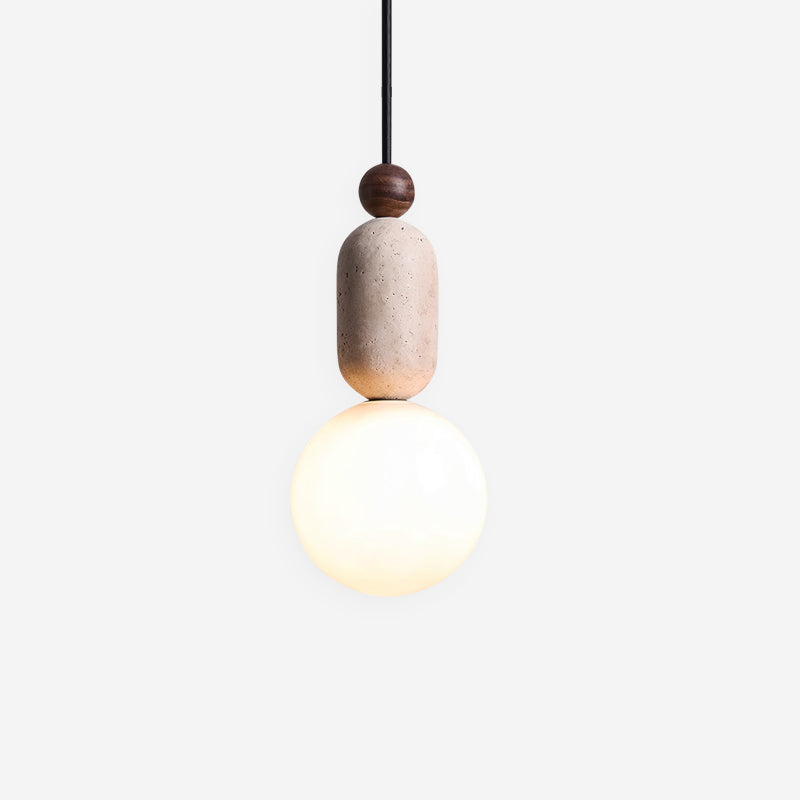Gavon Glass & Travertine Pendant Lamp - Neutralighting