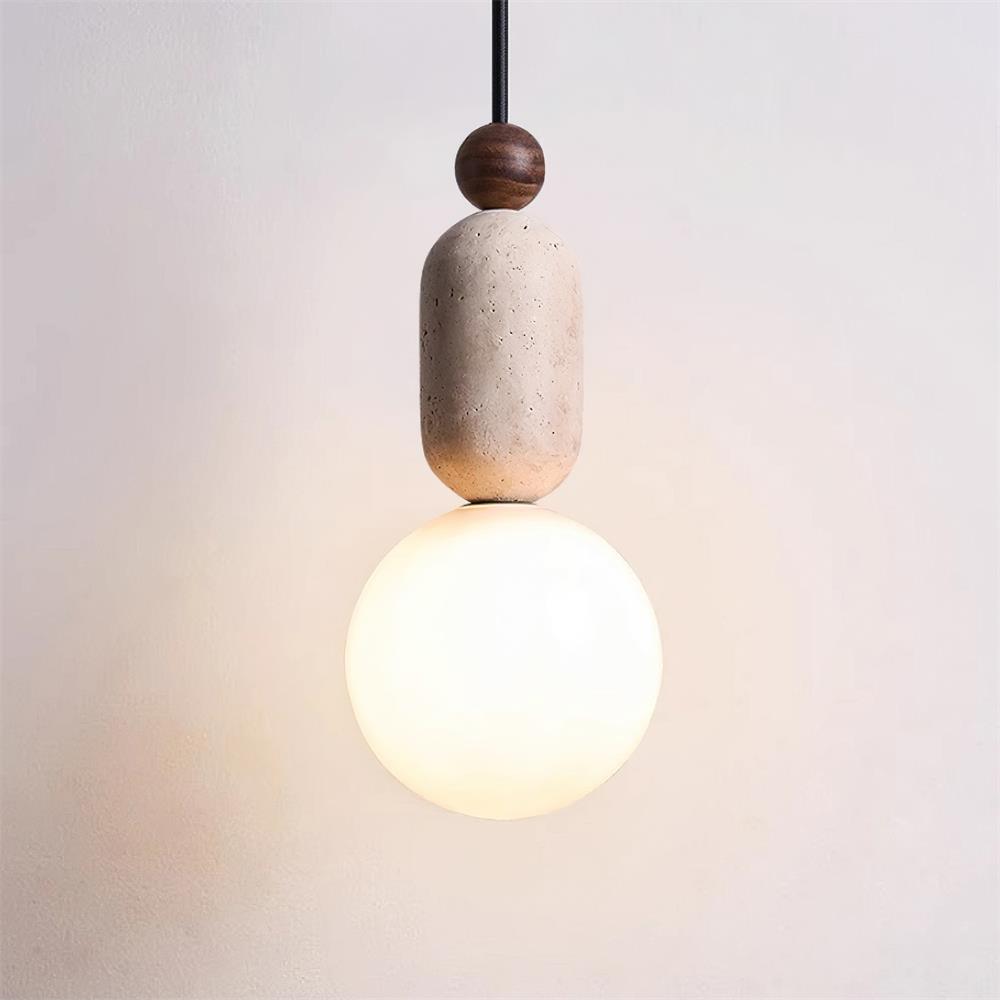 Gavon Glass & Travertine Pendant Lamp - Neutralighting