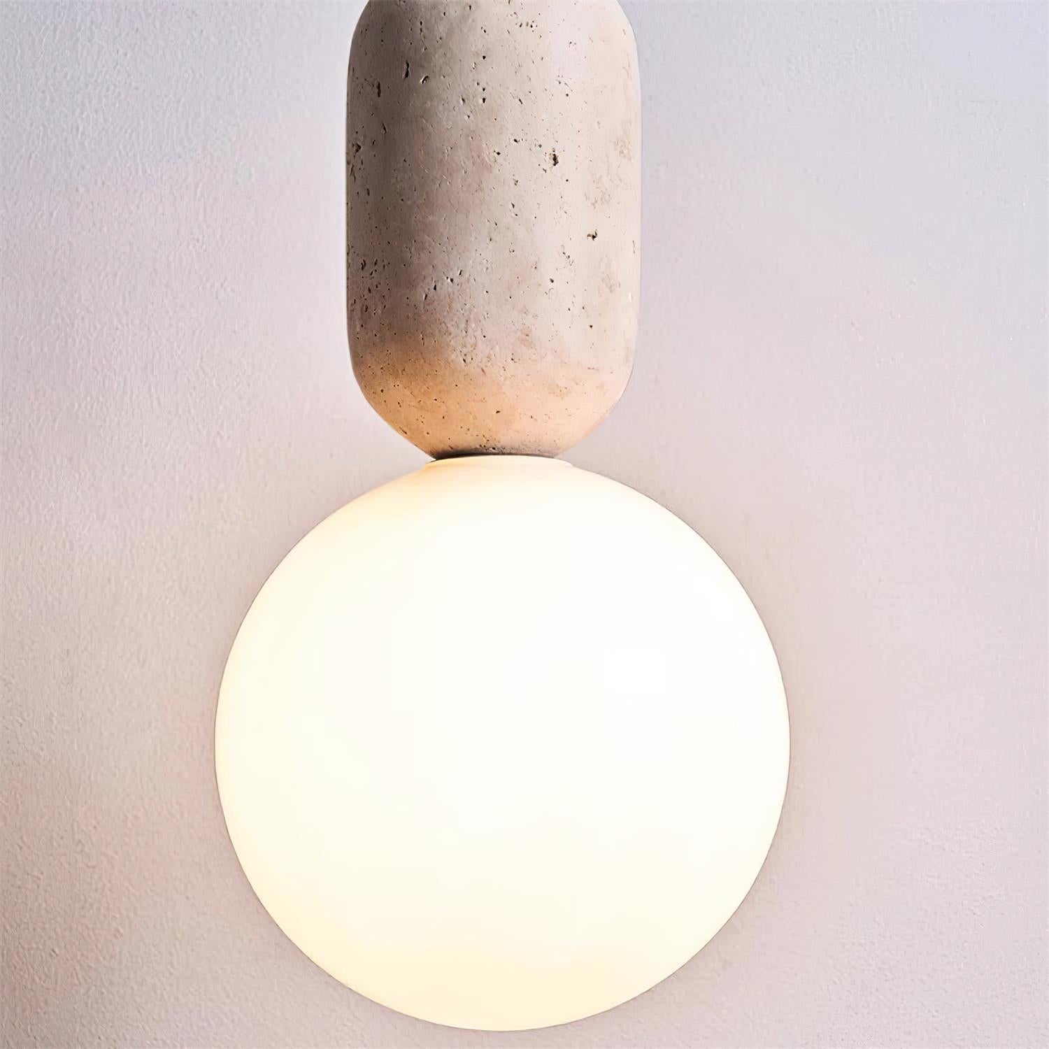 Gavon Glass & Travertine Pendant Lamp - Neutralighting