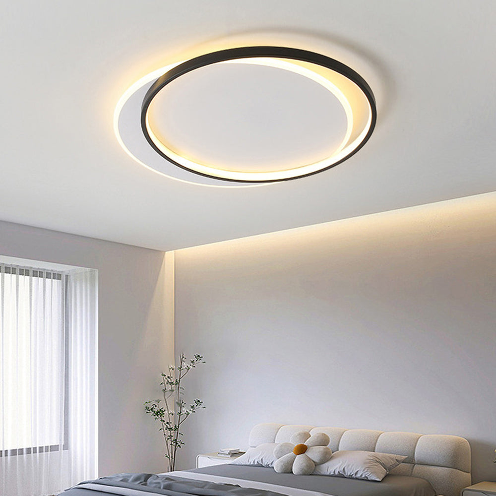 Arisha Modern Square/ Round Flush Mount Ceiling Light, Black with White - Neutralighting