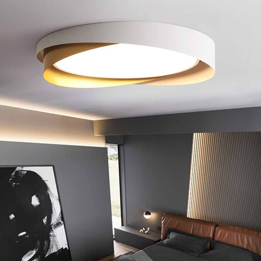 Arisha Modern Geometric Metal/Acrylic Flush Mount Ceiling Light, White/Gold - Neutralighting