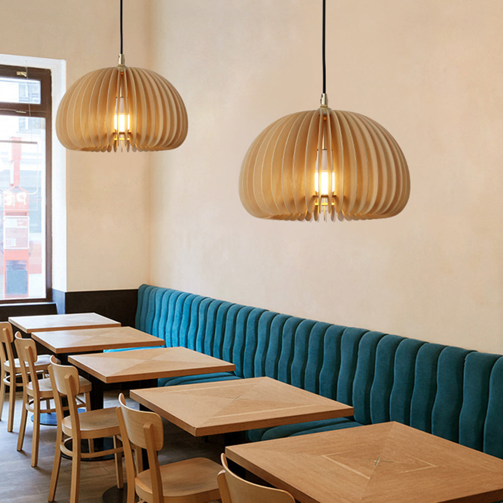 Muto Pumpkin Pendant Light, Wood - Neutralighting