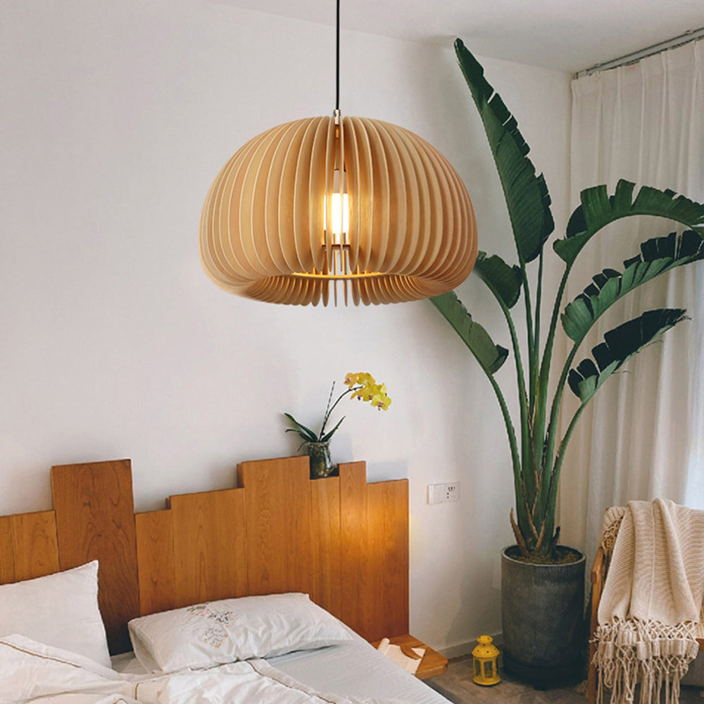 Muto Pumpkin Pendant Light, Wood - Neutralighting