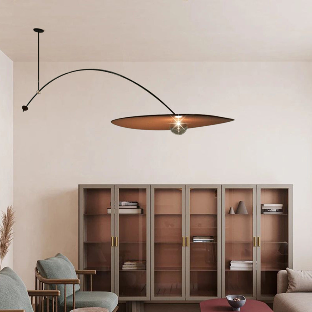 Arisha Minimalist Lotus Leaf Shaped Metal Pendant Light, Black/Gold - Neutralighting