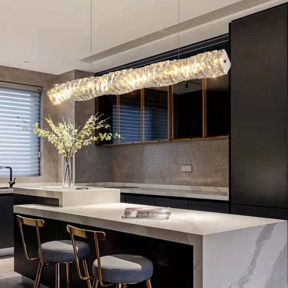 Kristy Crystal Sliver and Gold Pendant Light, Stainless Steel - Neutralighting