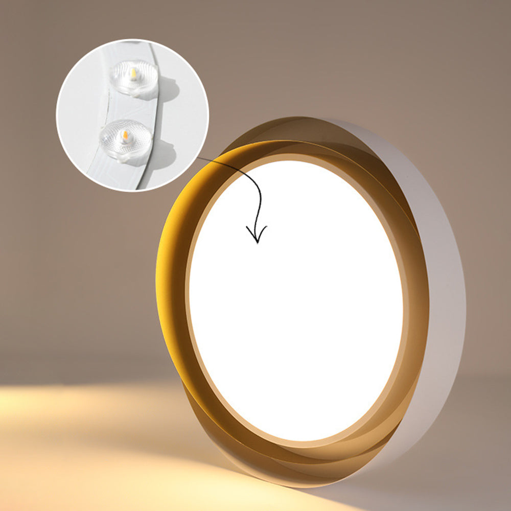 Arisha Modern Geometric Metal/Acrylic Flush Mount Ceiling Light, White/Gold - Neutralighting