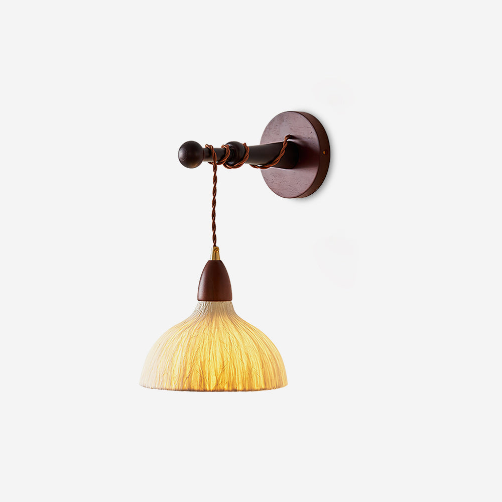 Wall Lamp Rice Paper Shade Wood Arm - Neutralighting