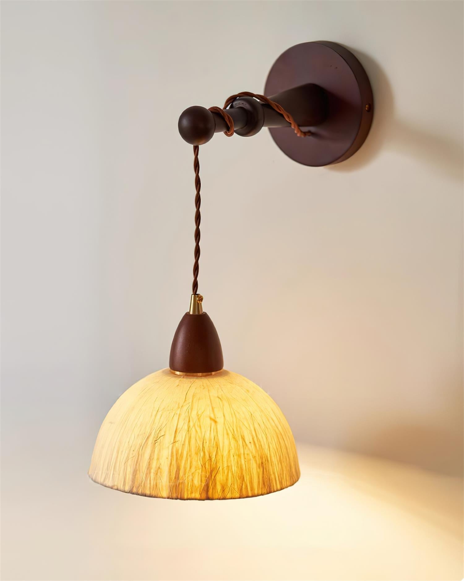 Wall Lamp Rice Paper Shade Wood Arm - Neutralighting