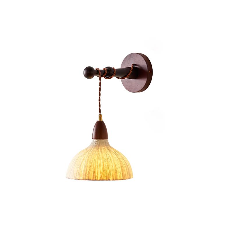 Wall Lamp Rice Paper Shade Wood Arm - Neutralighting