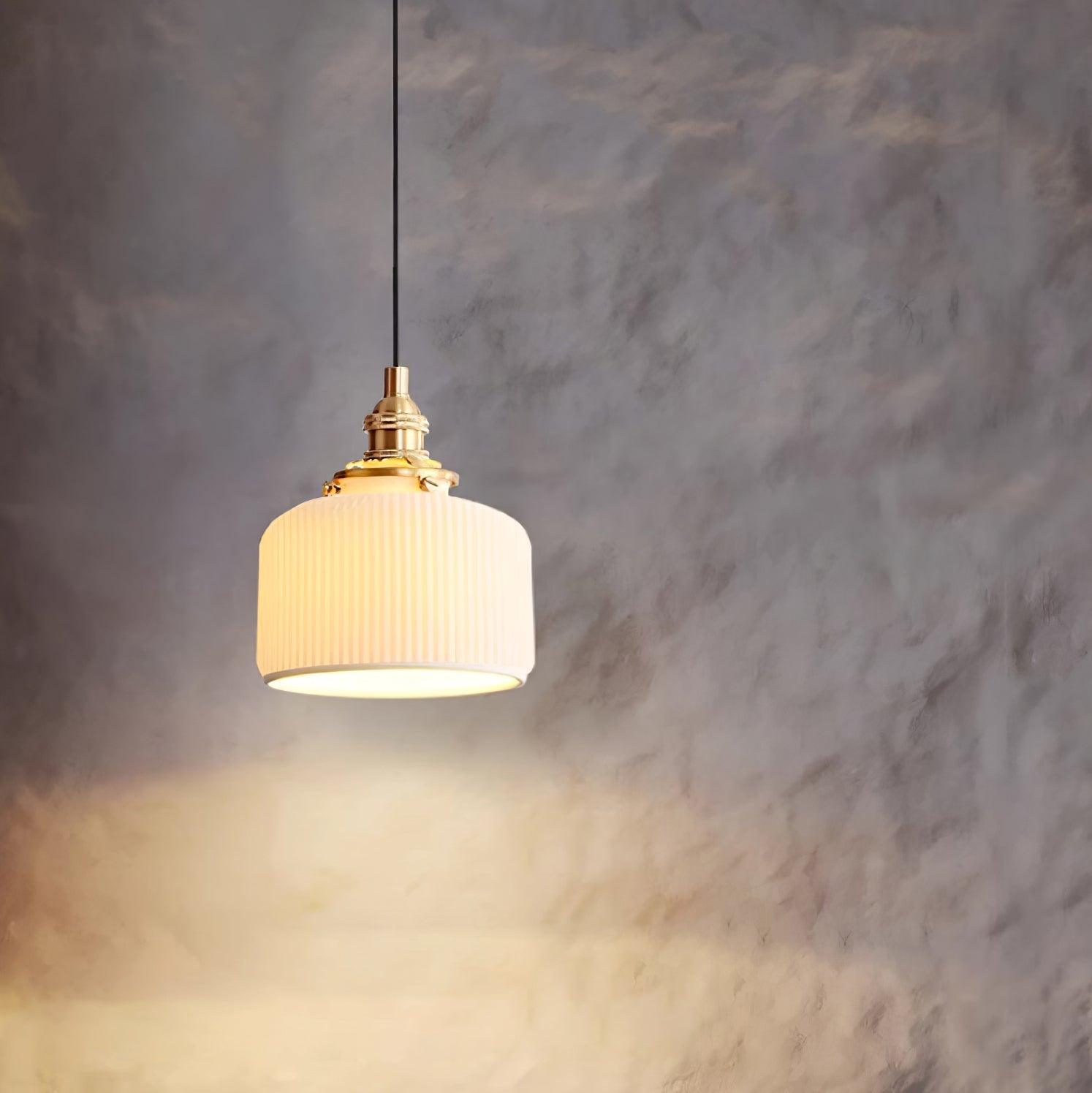 Pendant Lamp Ribbed Ceramic Shade - Neutralighting
