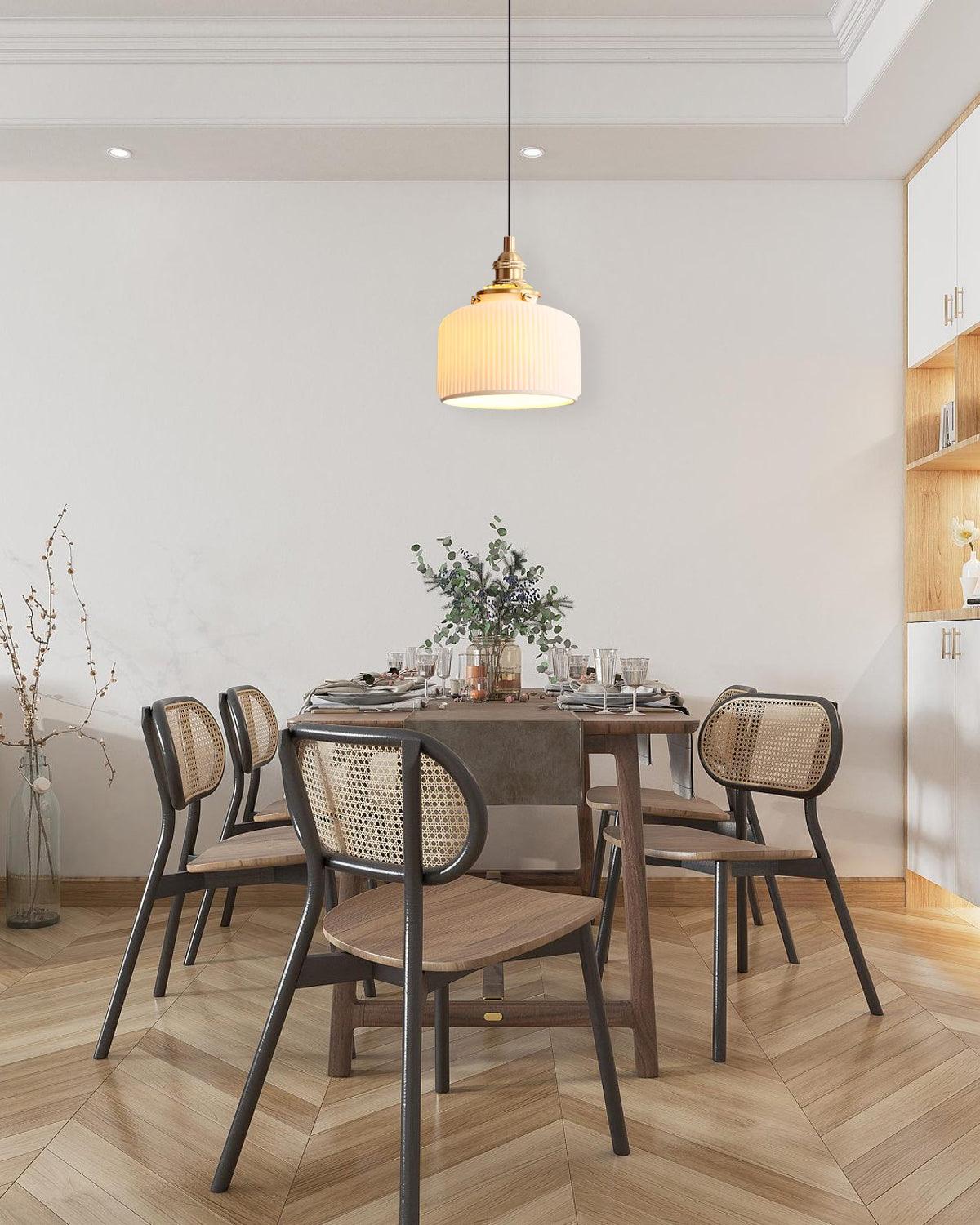 Pendant Lamp Ribbed Ceramic Shade - Neutralighting
