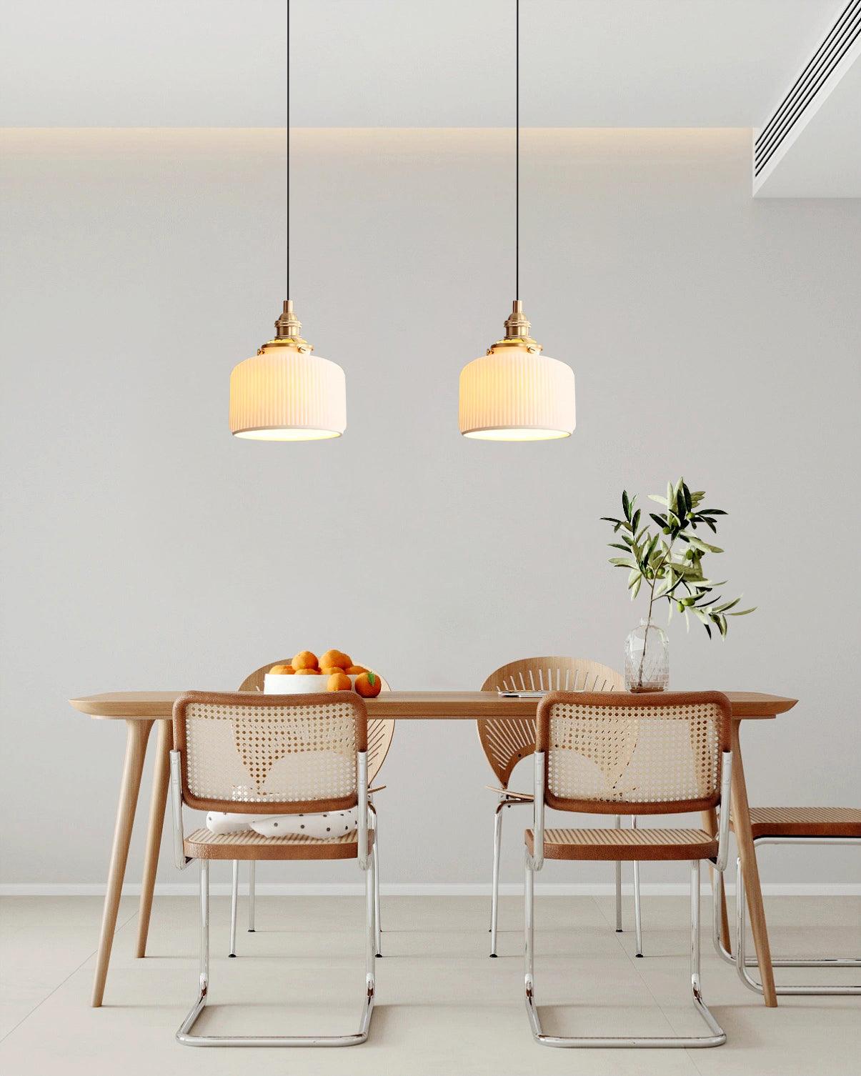 Pendant Lamp Ribbed Ceramic Shade - Neutralighting