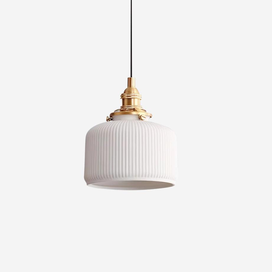 Pendant Lamp Ribbed Ceramic Shade - Neutralighting