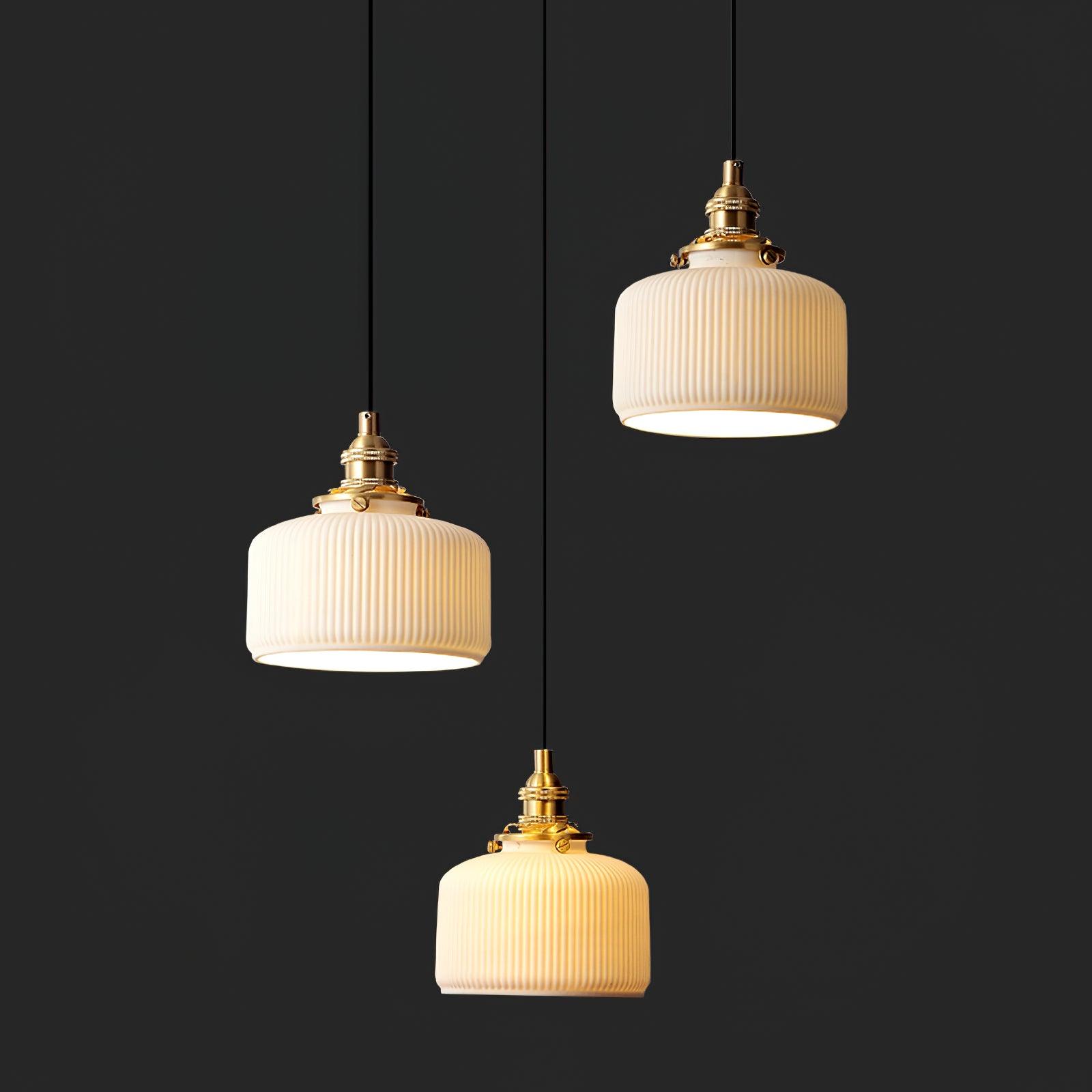 Pendant Lamp Ribbed Ceramic Shade - Neutralighting