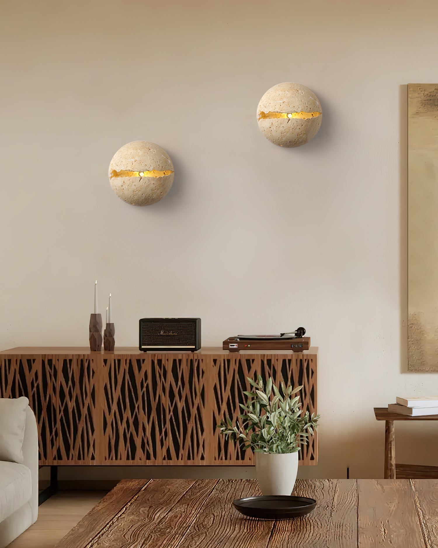Dinosaur Egg Travertine Wall Lamp - Neutralighting