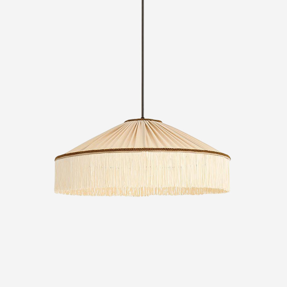 Serenya Vintage Fabric Fringe Pendant Light Hardwire/Plug - Neutralighting