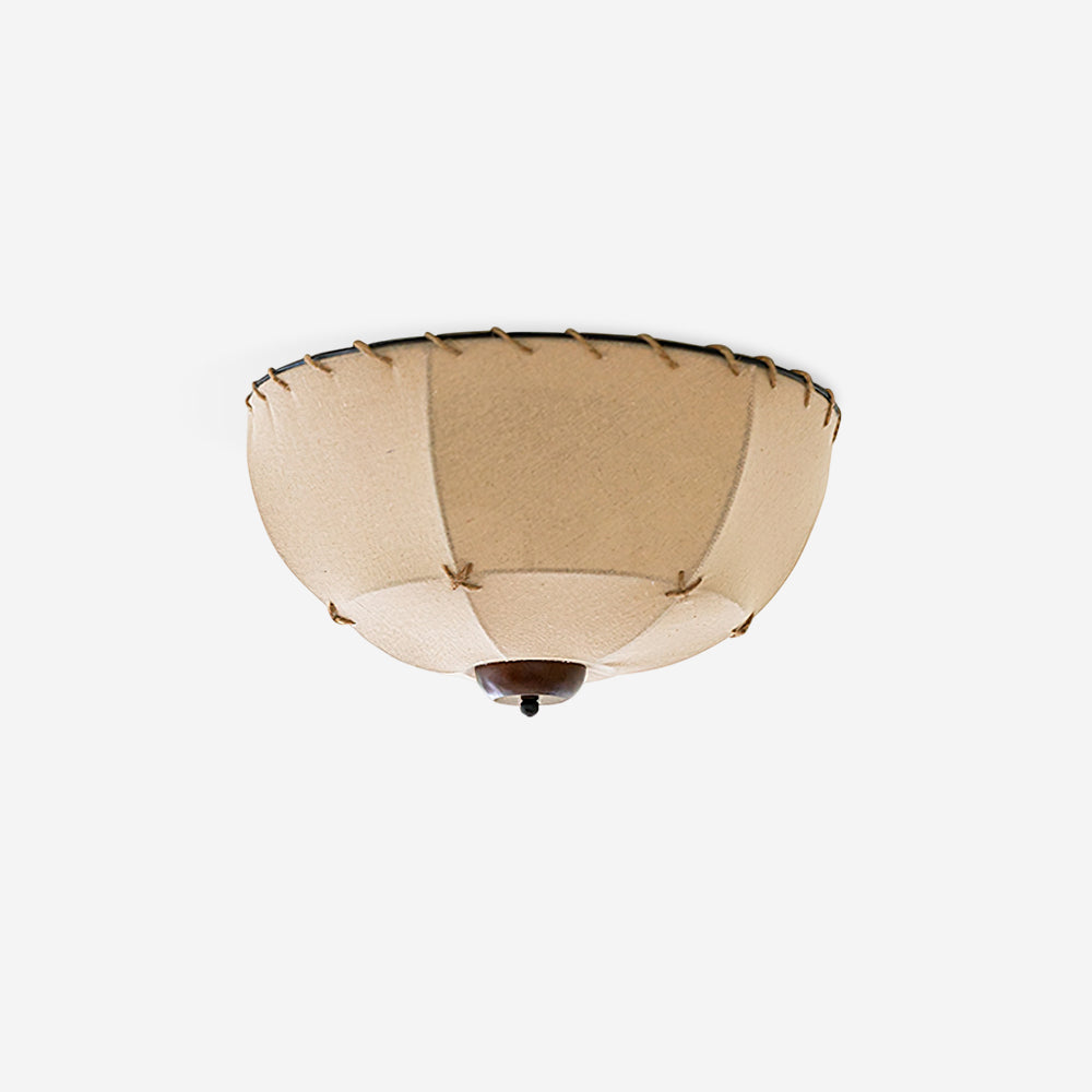 Ceiling Light Handcrafted Shade Wood and Fabric Rustic Fixture - Neutralighting