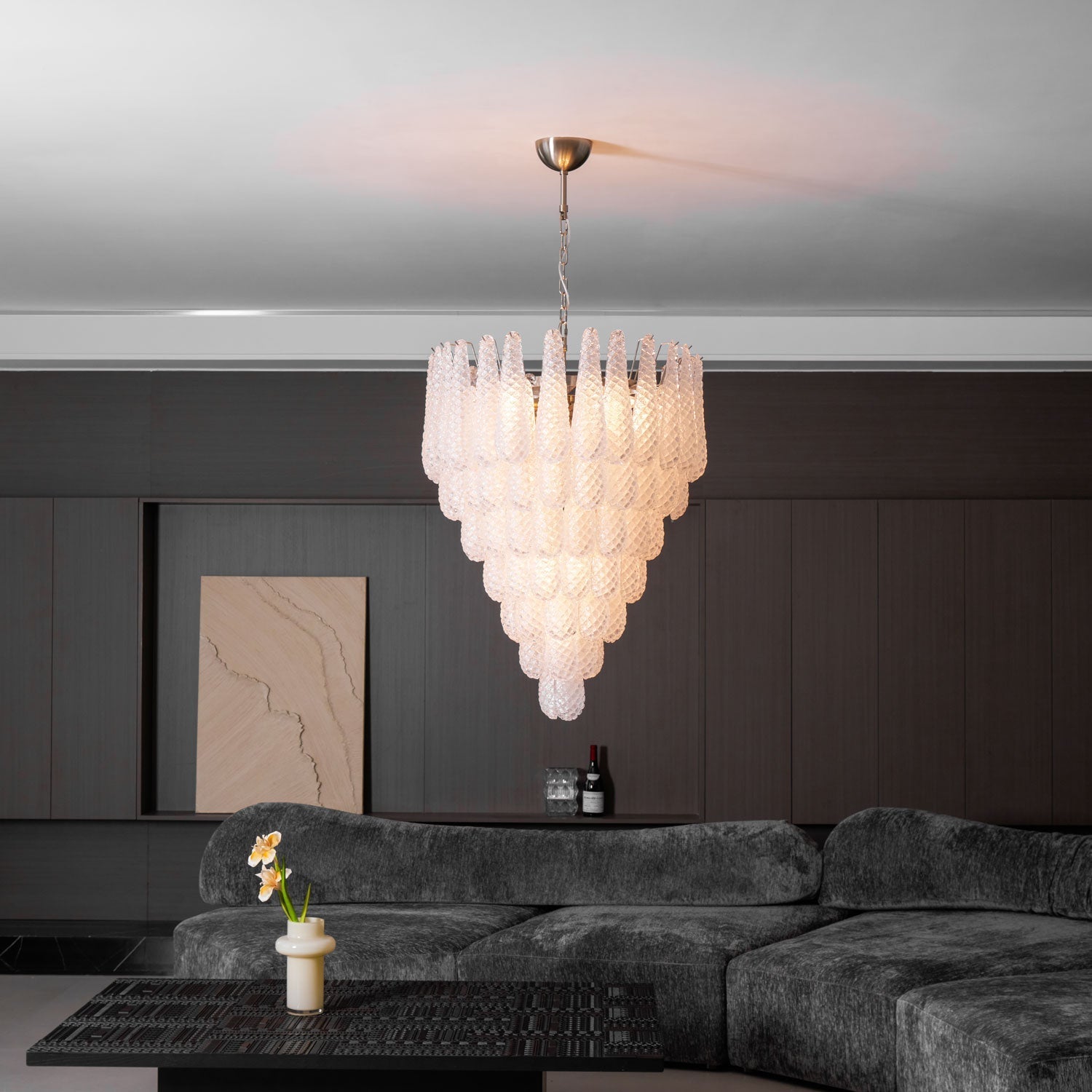 Aurora Chandelier Clear Droplets Murano Glass Waterfall Diamond
