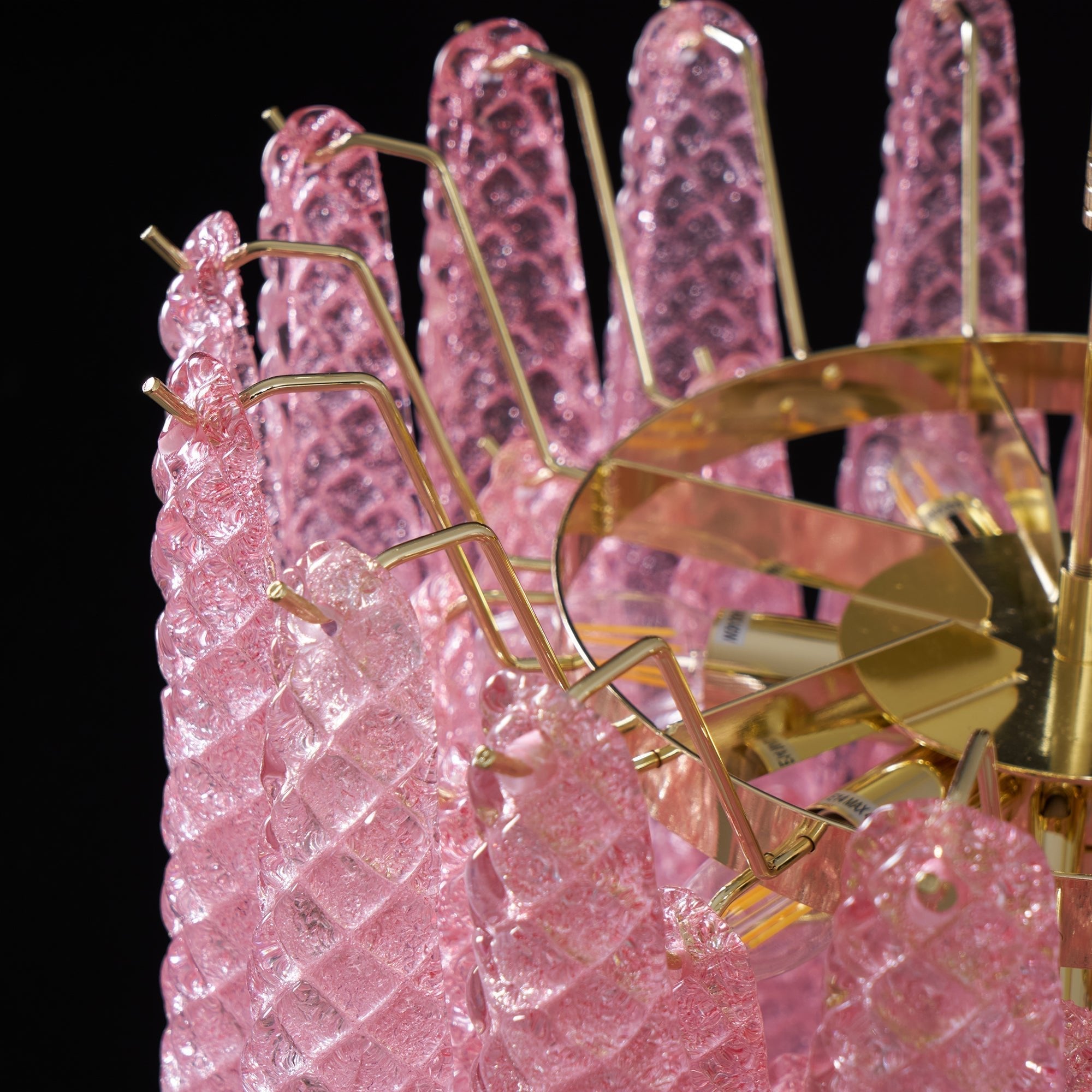Aurora Chandelier Pink Droplet Murano Glass Diamond Pattern Waterfall