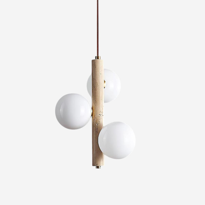 Orbitra Vertical Pendant Lamp Travertine & Glass - Neutralighting