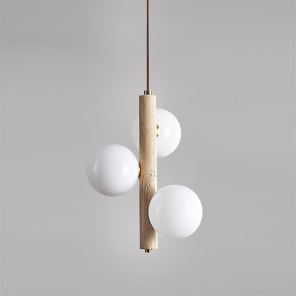 Orbitra Vertical Pendant Lamp Travertine & Glass - Neutralighting
