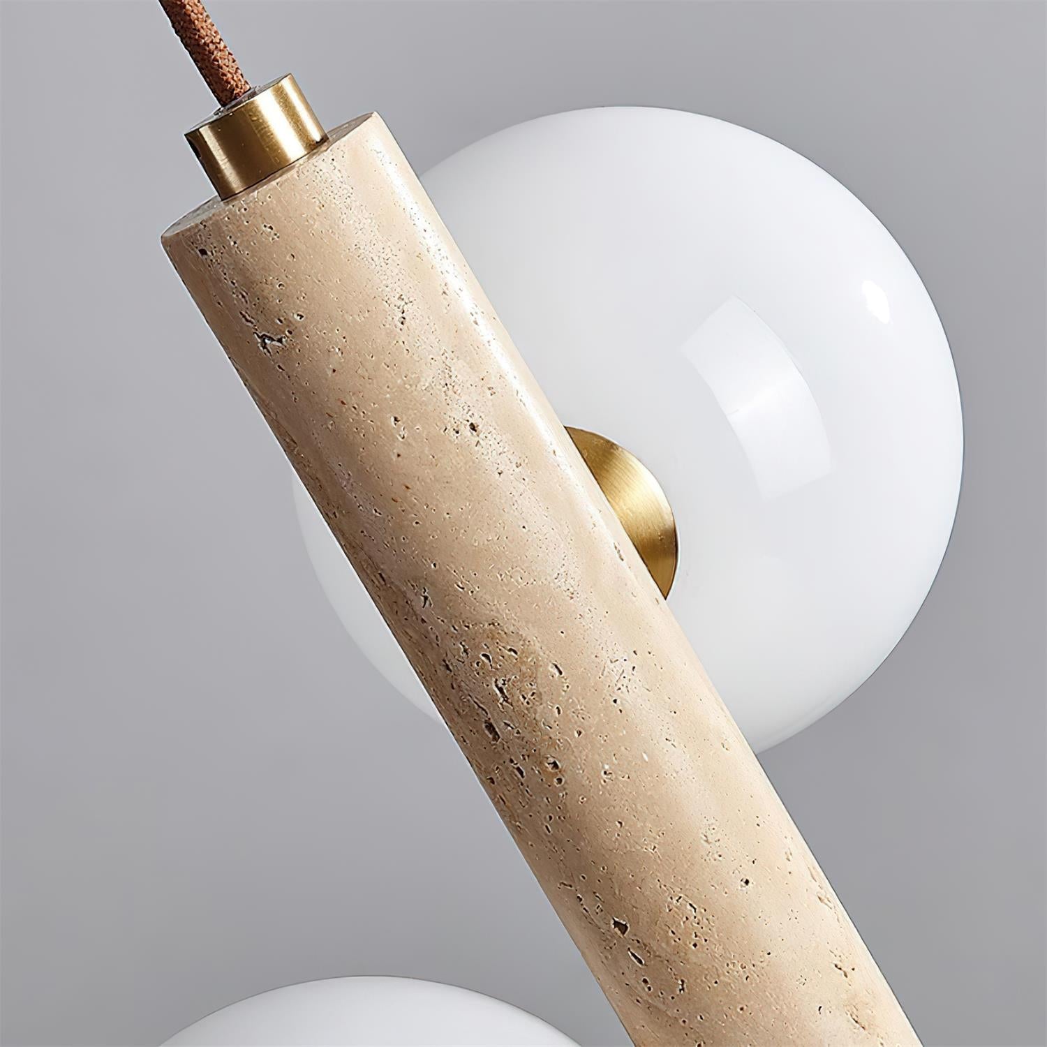 Orbitra Vertical Pendant Lamp Travertine & Glass - Neutralighting