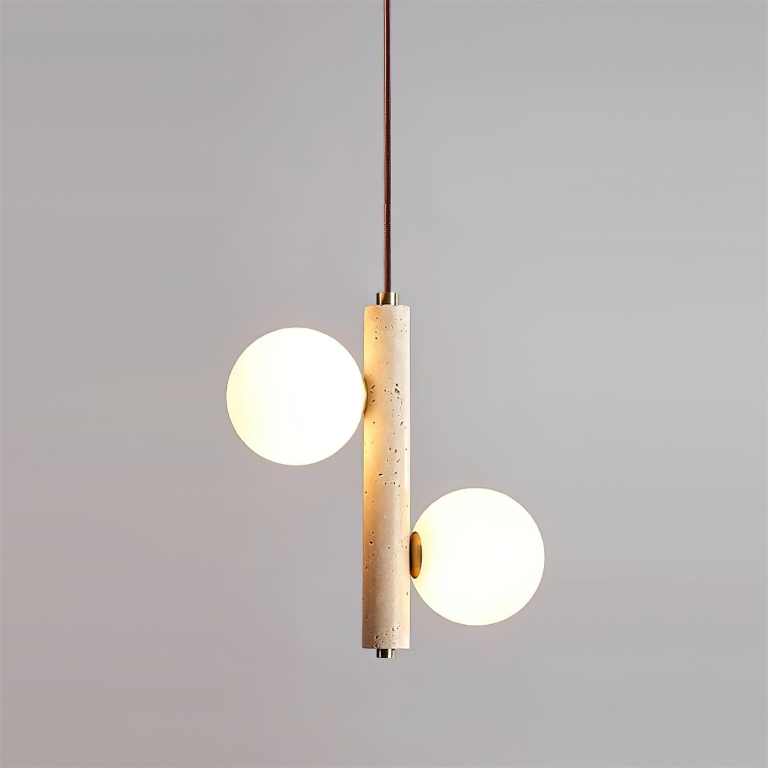 Orbitra Vertical Pendant Lamp Travertine & Glass - Neutralighting