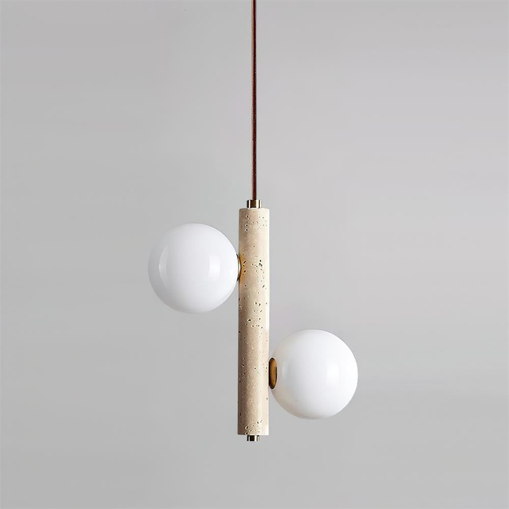 Orbitra Vertical Pendant Lamp Travertine & Glass - Neutralighting