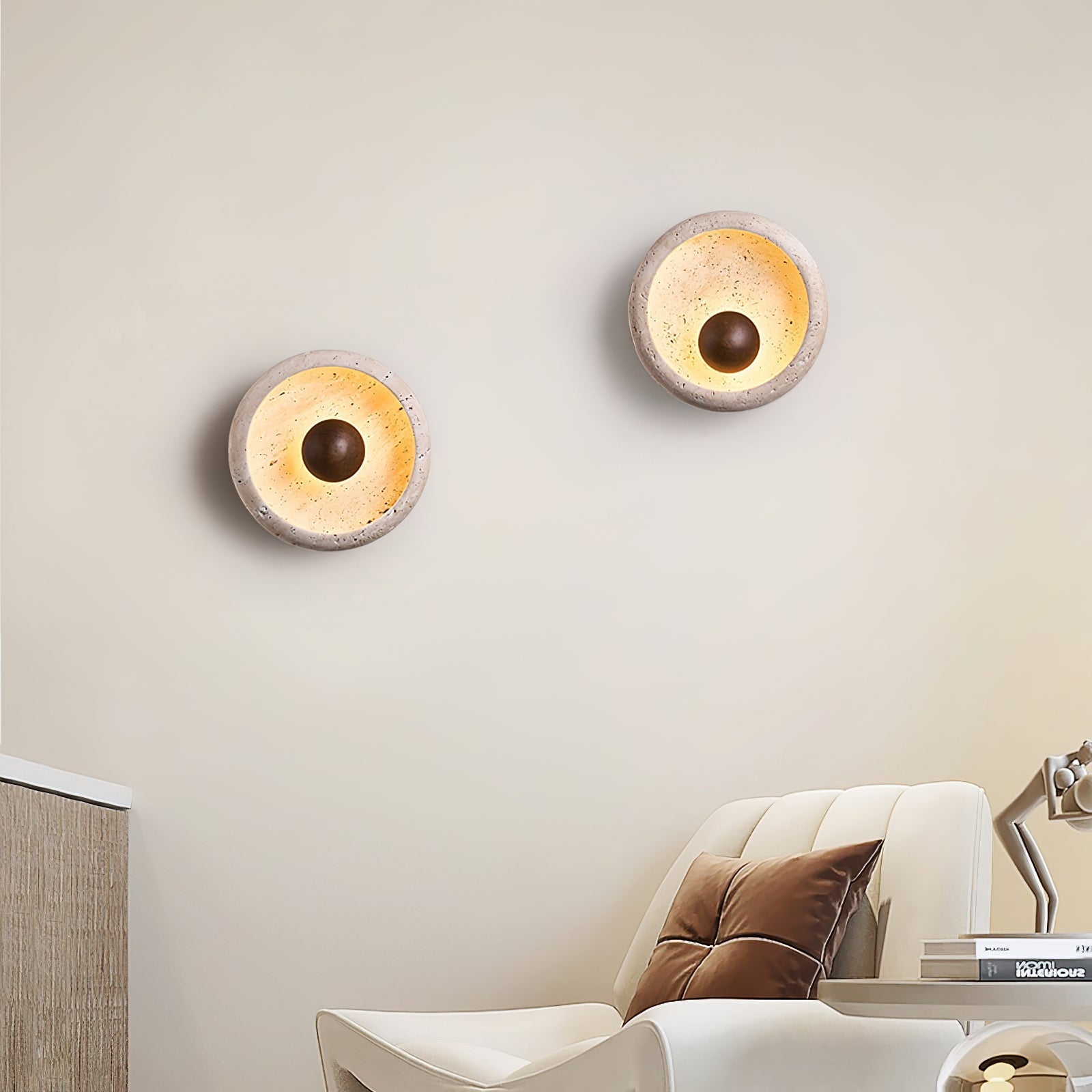 Ritta Concave Travertine Wall Lamp - Neutralighting