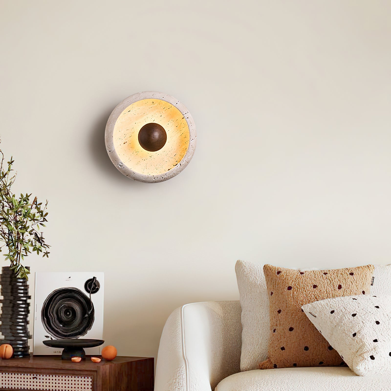 Ritta Concave Travertine Wall Lamp - Neutralighting