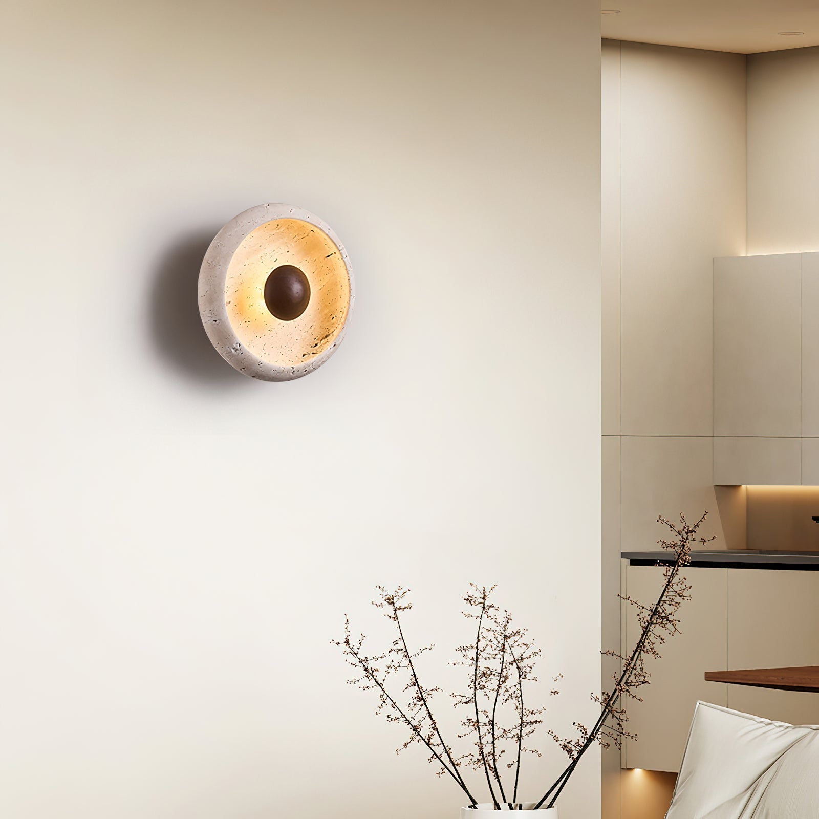 Ritta Concave Travertine Wall Lamp - Neutralighting
