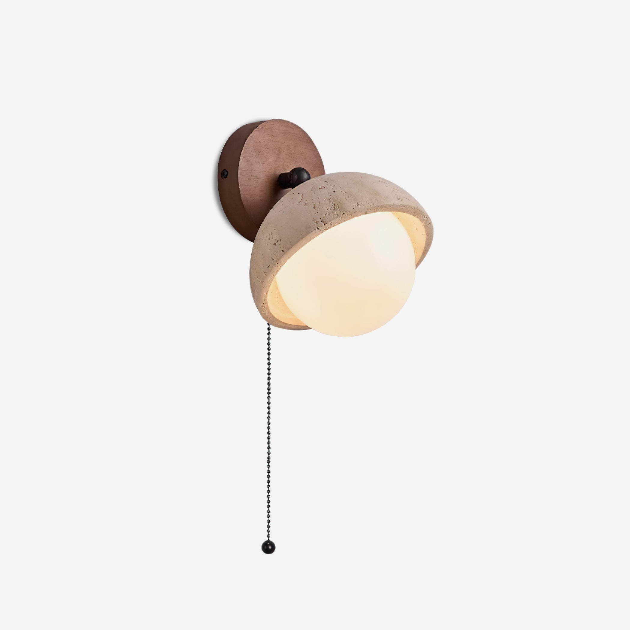 Wall Lamp Travertine and Wood Minimalist Soft Glow Modern Accent - Neutralighting