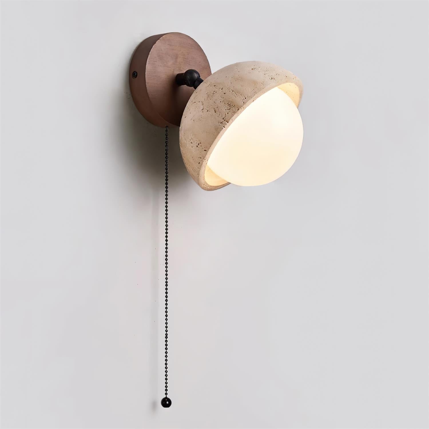 Wall Lamp Travertine and Wood Minimalist Soft Glow Modern Accent - Neutralighting