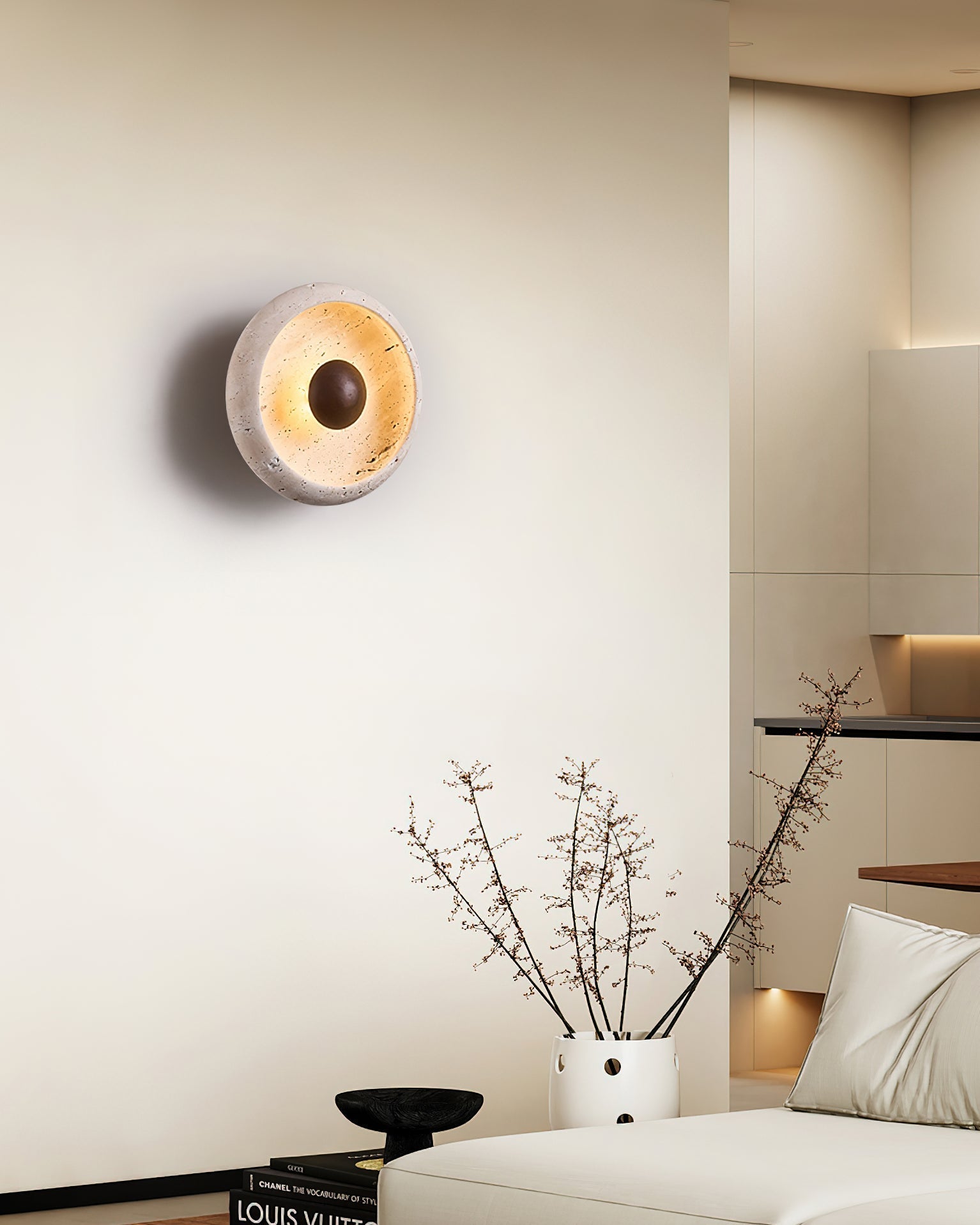 Ritta Concave Travertine Wall Lamp - Neutralighting