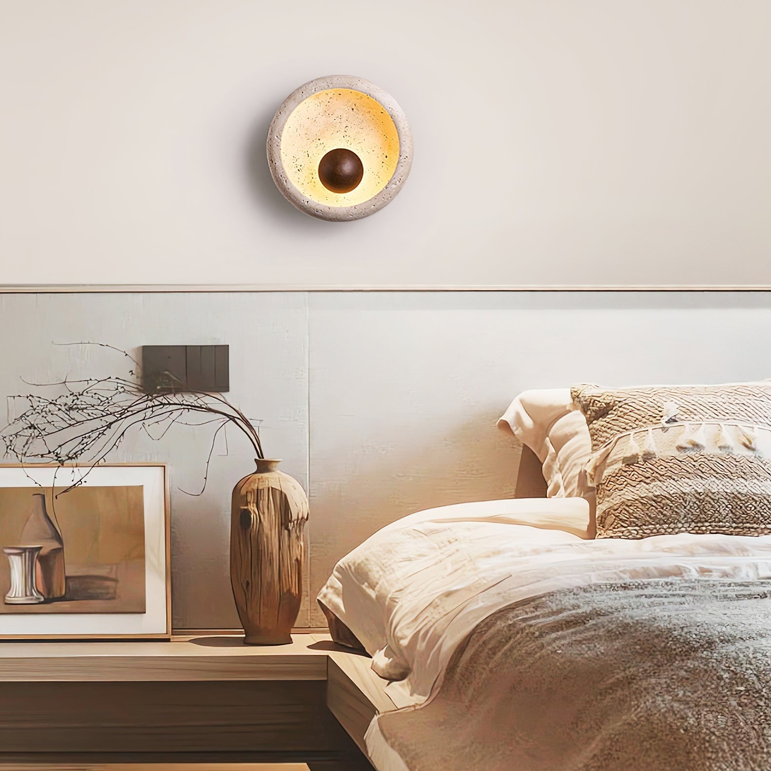 Ritta Concave Travertine Wall Lamp - Neutralighting