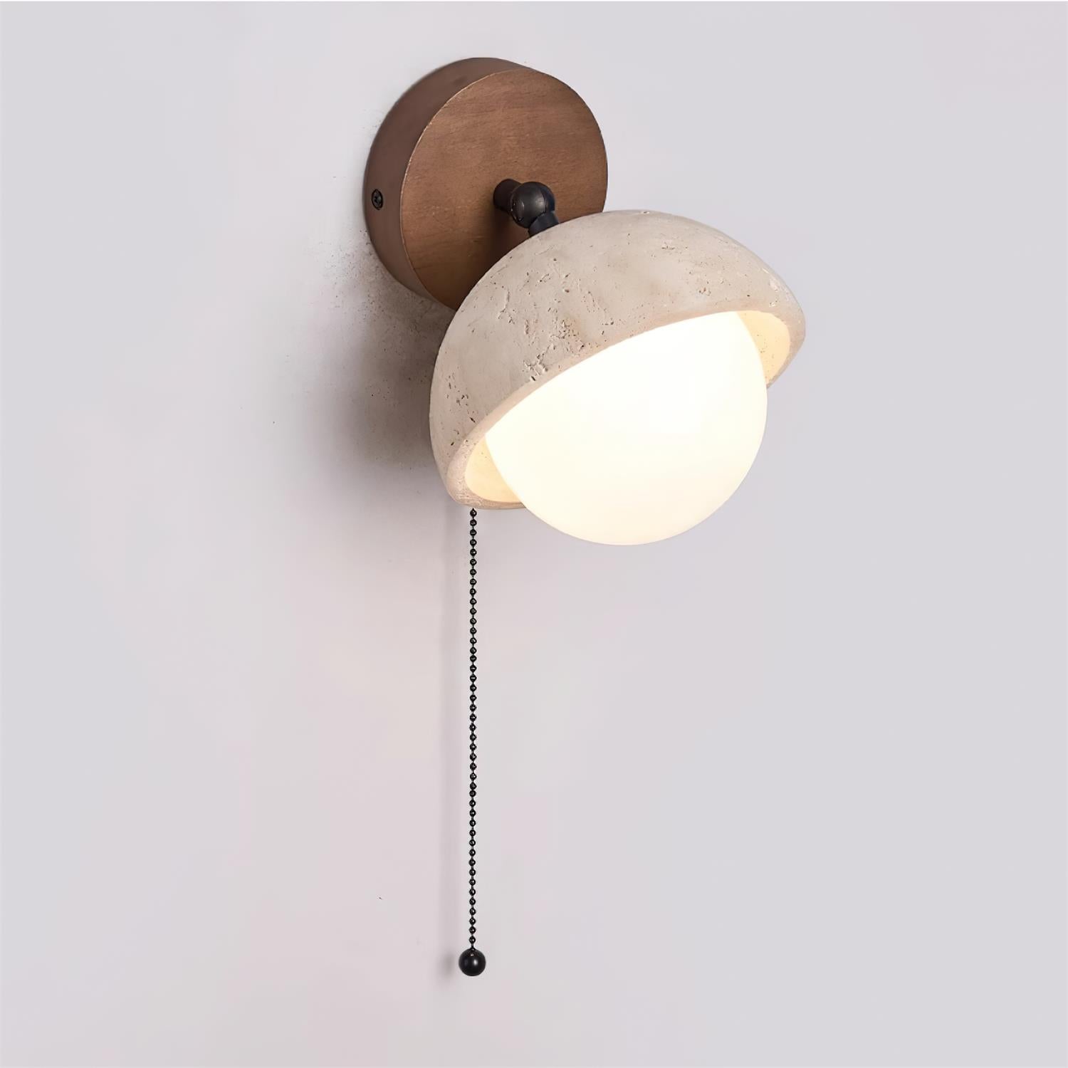 Wall Lamp Travertine and Wood Minimalist Soft Glow Modern Accent - Neutralighting