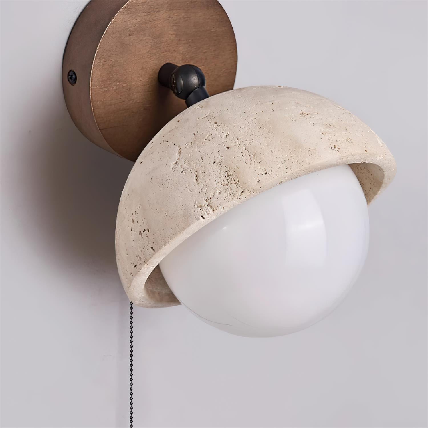 Wall Lamp Travertine and Wood Minimalist Soft Glow Modern Accent - Neutralighting
