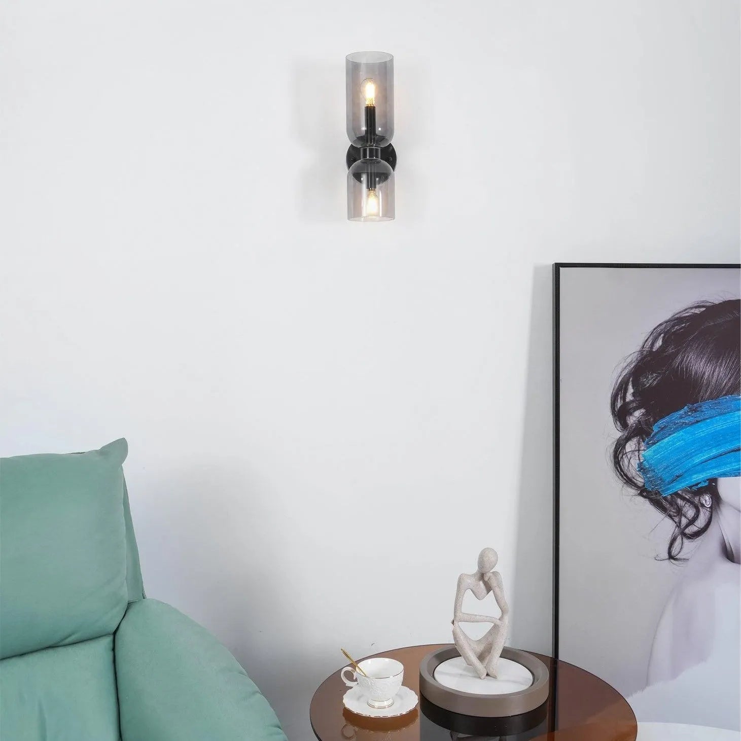Arisha Wall Lamp Simple Double-head, White/Blue/Gray/Chrome, Bedroom - Neutralighting